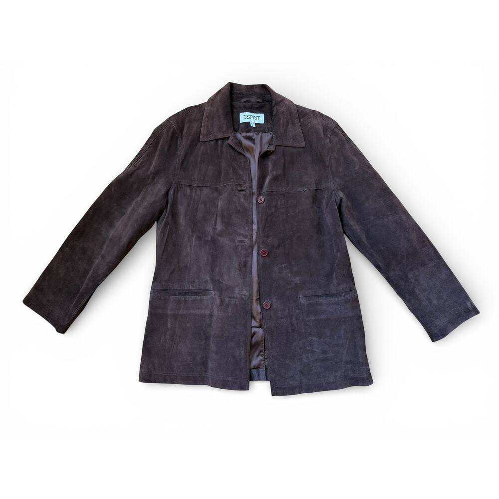 Vintage 1990s ESPRIT Brown Soft Suede Jacket / Blazer Women's Large